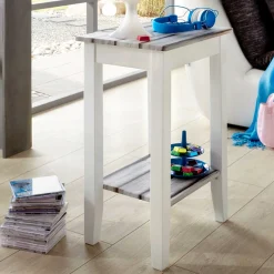 Beistelltisch Marik 40x30cm - Hochglanz weiß/grau