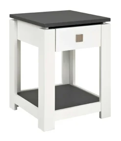 Beistelltisch Marius 40x40cm, 1 Schublade - weiß/anthrazit