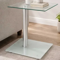Beistelltisch mit Ablage aus Sicherheitsglas | 6 kg Tragkraft