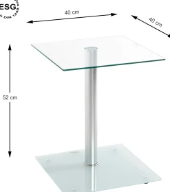 Beistelltisch mit Ablage aus Sicherheitsglas | 6 kg Tragkraft