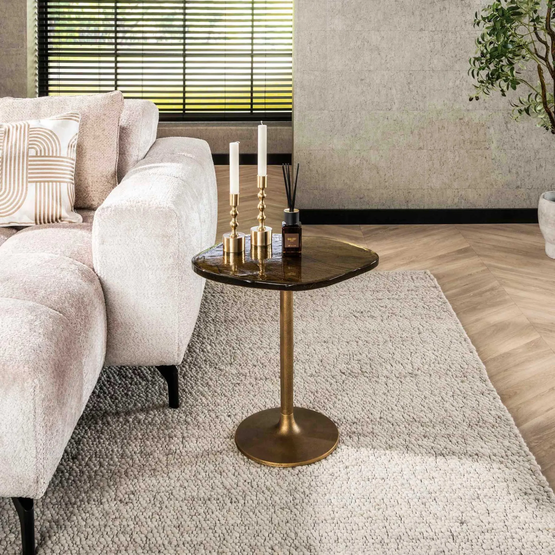 Beistelltisch mit Glasplatte Eclipse S - Antique Gold