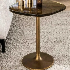 Beistelltisch mit Glasplatte Eclipse S - Antique Gold