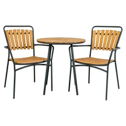 Beistelltisch mit Teakholzplatte - Natur/Schwarz