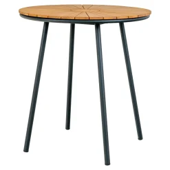 Beistelltisch mit Teakholzplatte - Natur/Schwarz