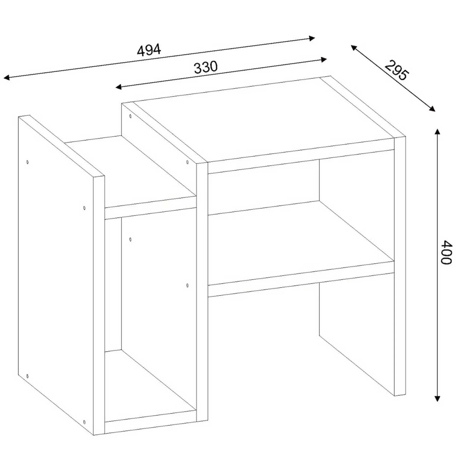 Beistelltisch Piyon - 50x30x40cm - mit Ablage - weiß