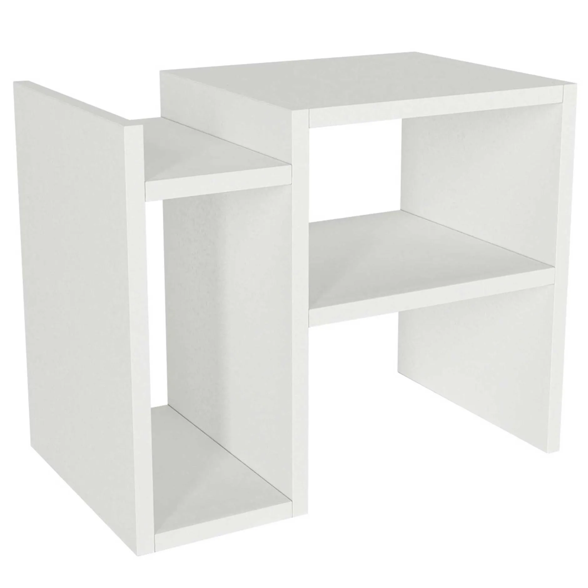 Beistelltisch Piyon - 50x30x40cm - mit Ablage - weiß
