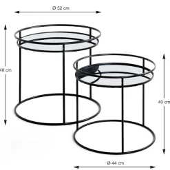 Beistelltisch-Set | Ø42 cm x 52 cm | Schwarz