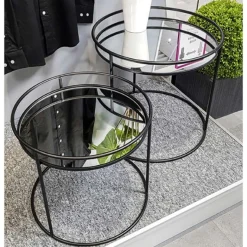 Beistelltisch-Set | Ø42 cm x 52 cm | Schwarz
