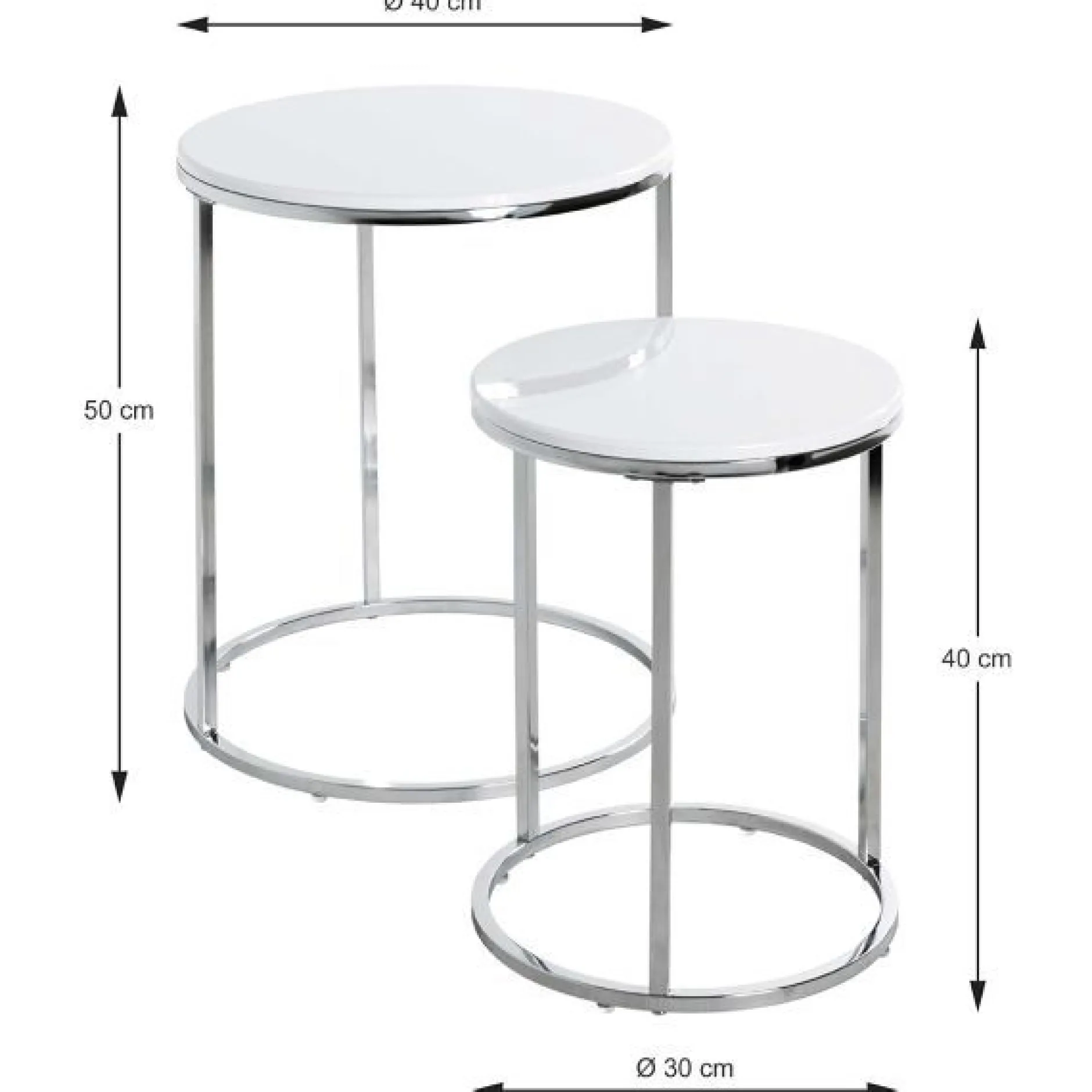 Beistelltisch-Set | Ø40 cm x 50 cm | Weiß