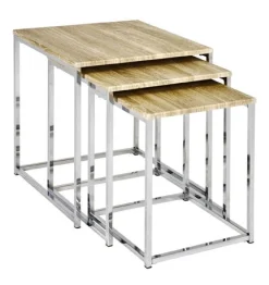 Beistelltisch-Set mit 3 Tischen | Design Light Oak
