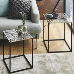 Beistelltisch-Set | 35 x 35 x 45 cm | Black Leaf Design