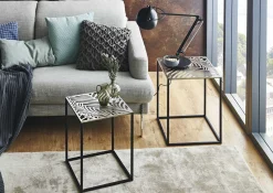 Beistelltisch-Set | 35 x 35 x 45 cm | Black Leaf Design