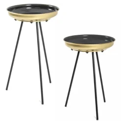 Beistelltisch-Set | Zwei Tische | Schwarz-Gold
