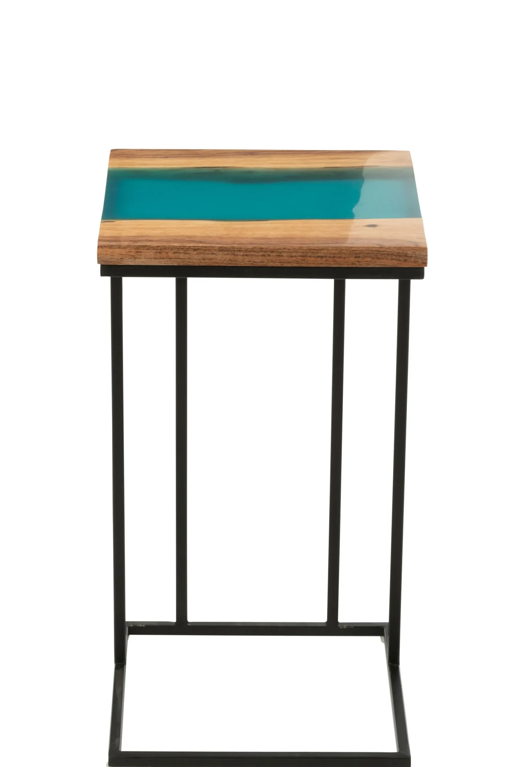 Beistelltisch viereckig akazienholz/polyresin naturell/blau
