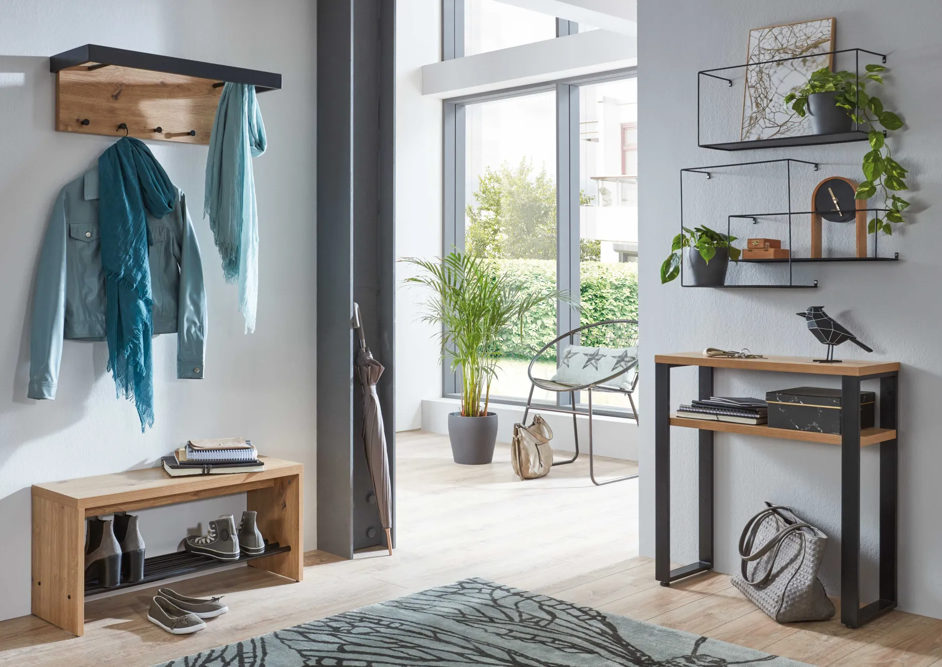 Beistelltisch | 70 x 28 x 75 cm | Anthracite Oak Design