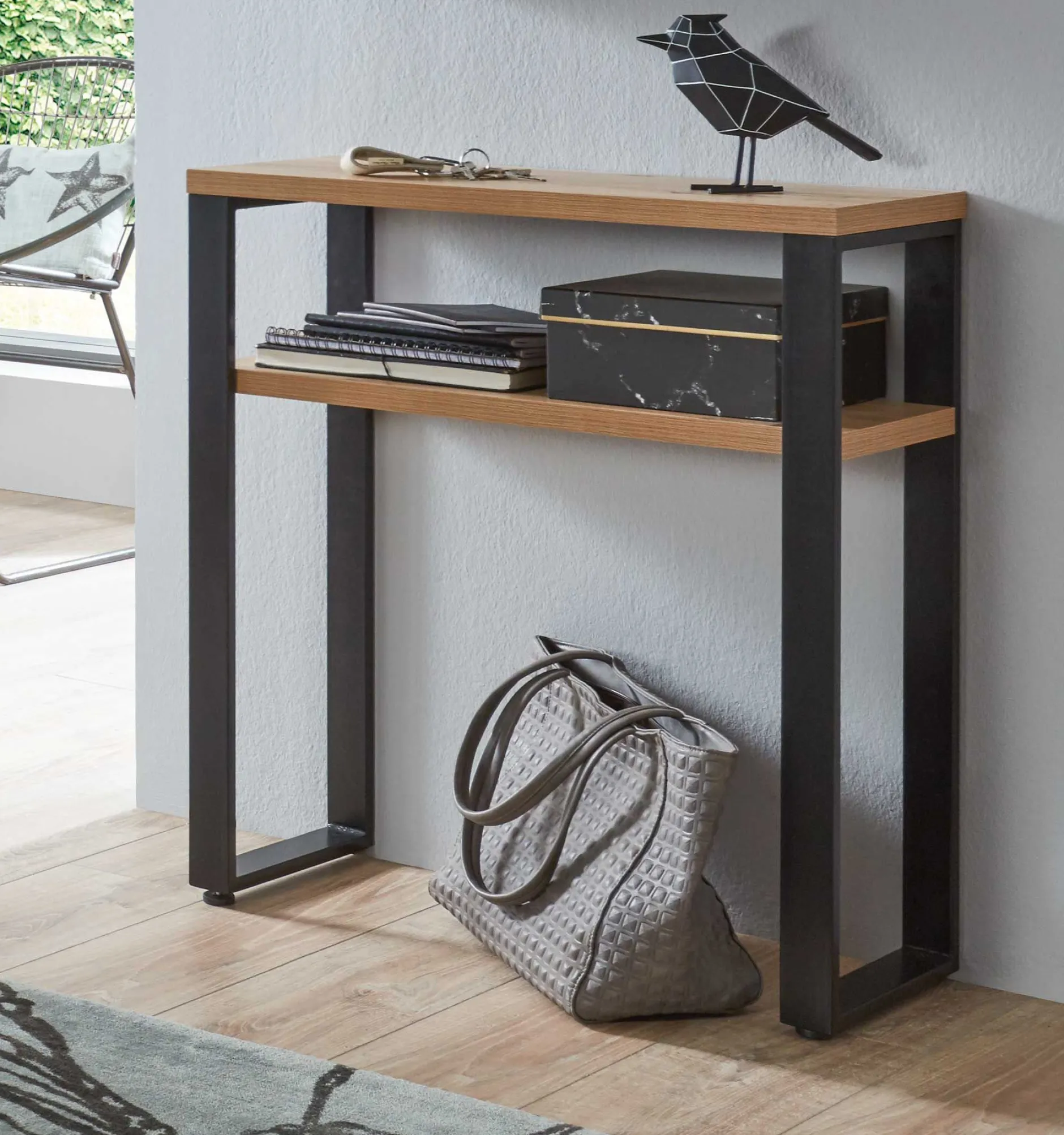Beistelltisch | 70 x 28 x 75 cm | Anthracite Oak Design