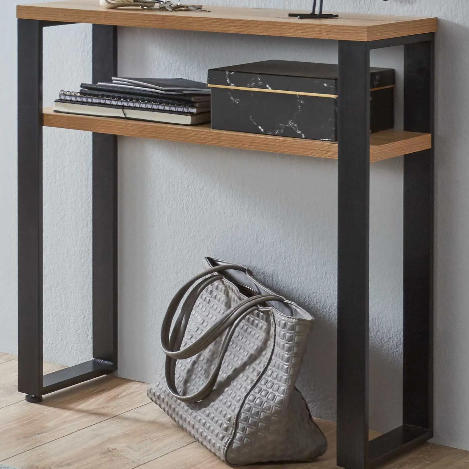 Beistelltisch | 70 x 28 x 75 cm | Anthracite Oak Design