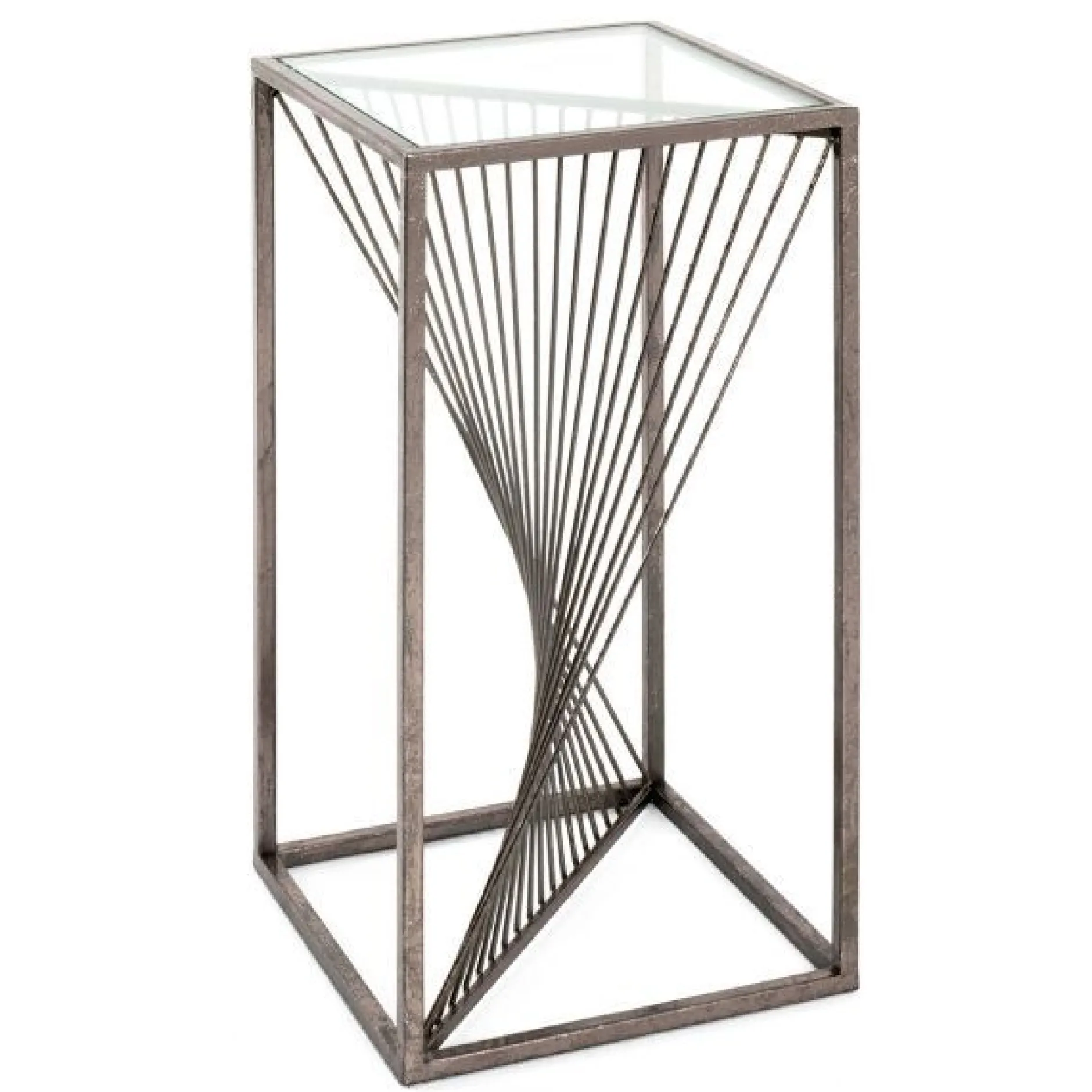 Beistelltisch | 30 x 30 x 60 cm | Braun/Glas