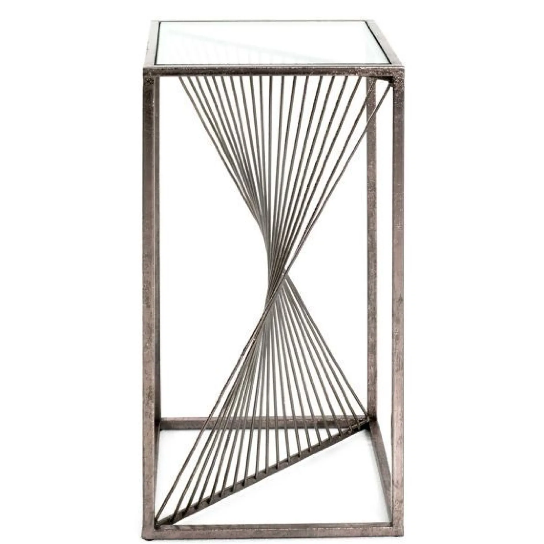 Beistelltisch | 30 x 30 x 60 cm | Braun/Glas
