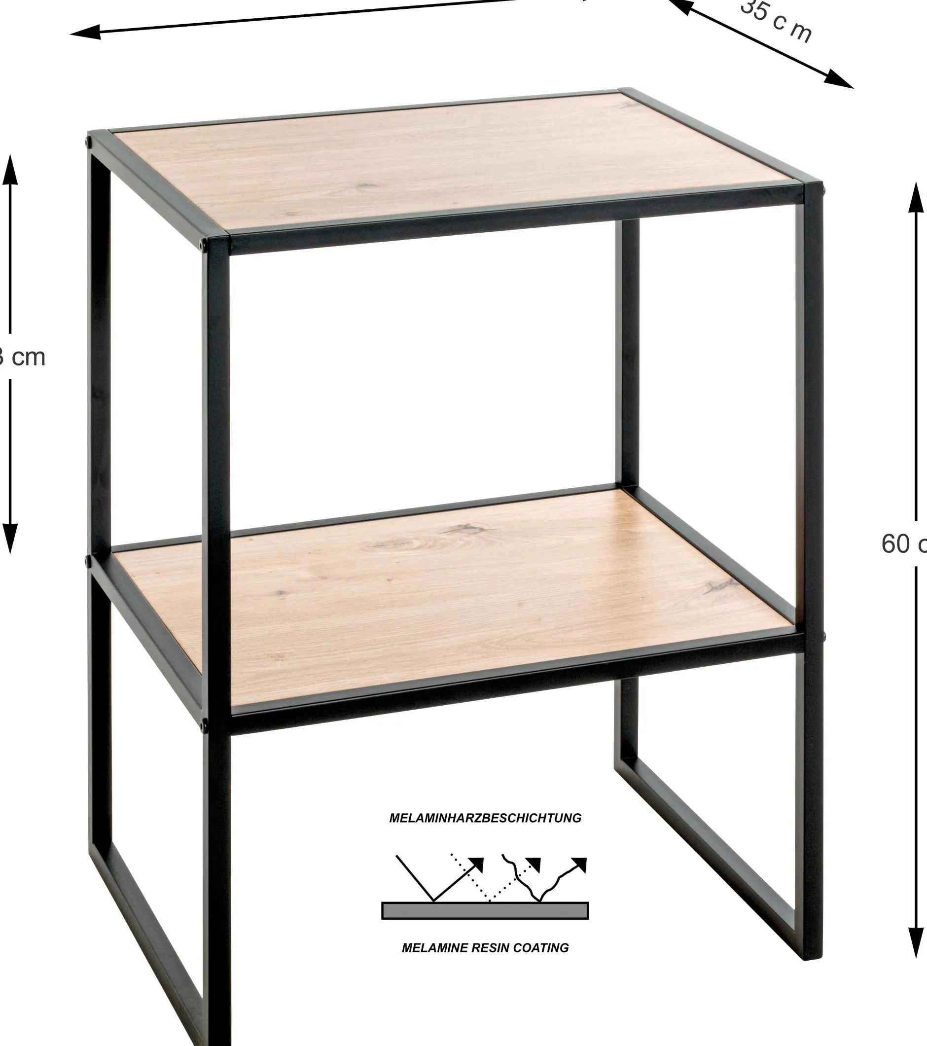 Beistelltisch | 45 x 35 x 60 cm | Design Light Oak