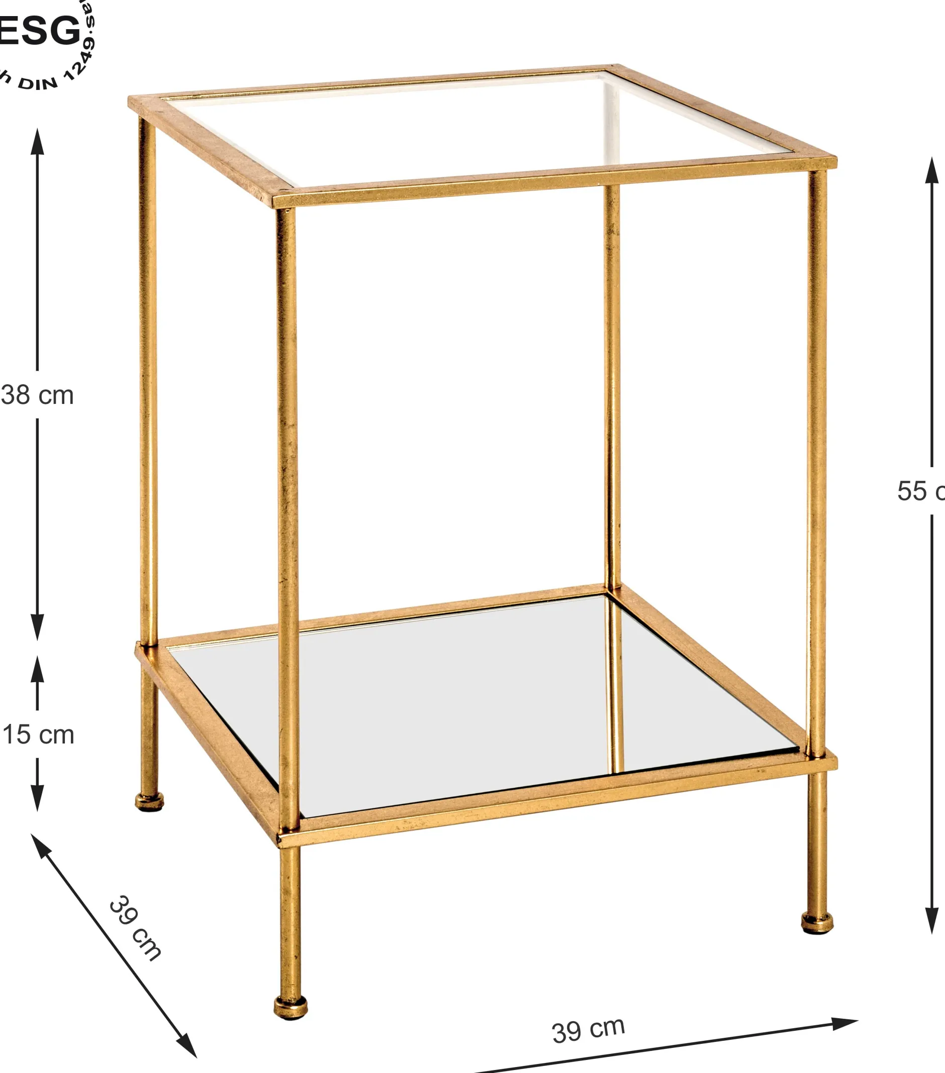 Beistelltisch | 39 x 39 x 55 cm | Goldausführung