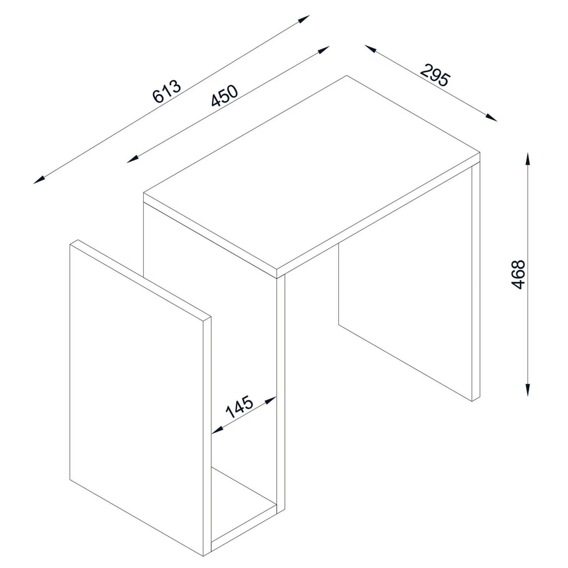 Beistelltisch Yosun - 61x30x47cm - weiß