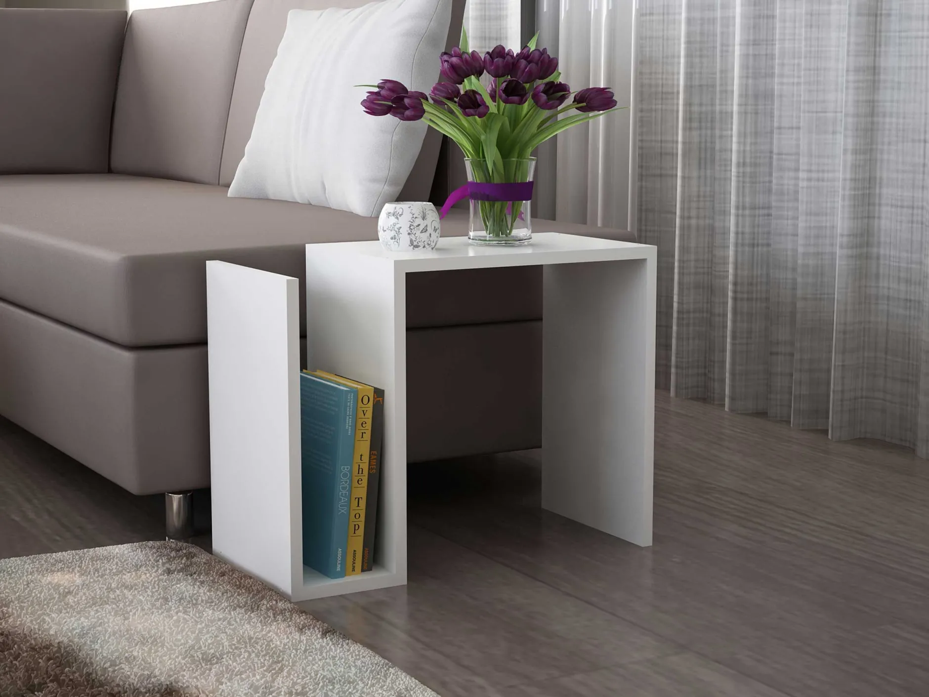 Beistelltisch Yosun - 61x30x47cm - weiß