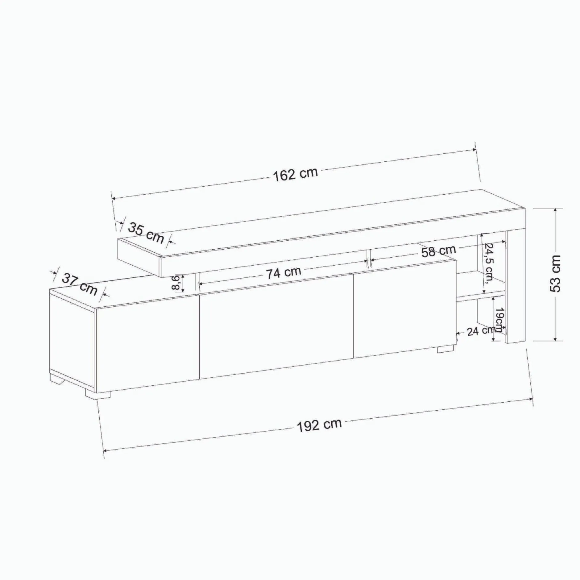 Beliz TV-Ständer | 100 % MELAMIN | Weiß