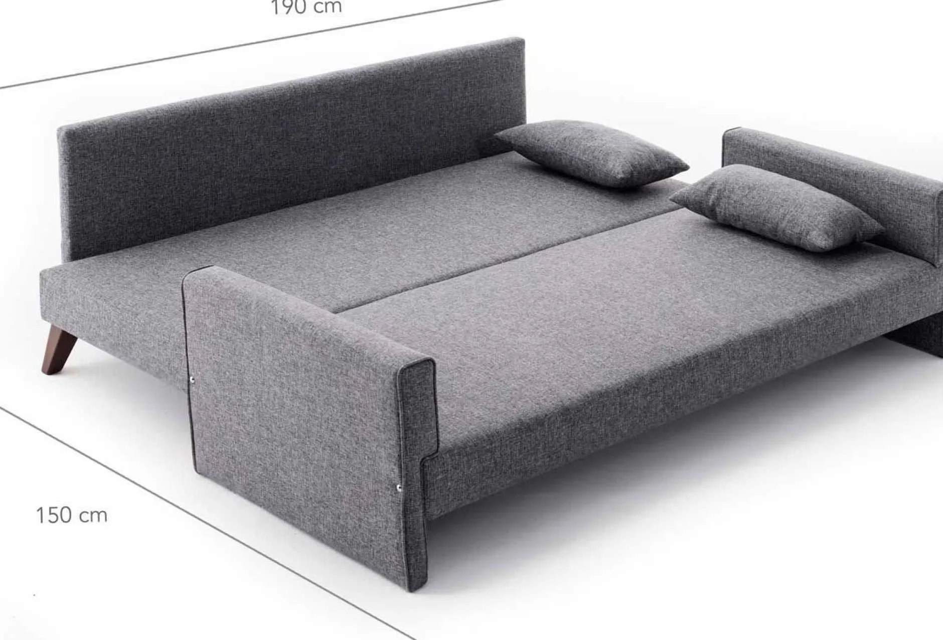 Bella 3-Sitzer-Schlafsofa | HOLZ-/MDF-RAHMEN | Grau