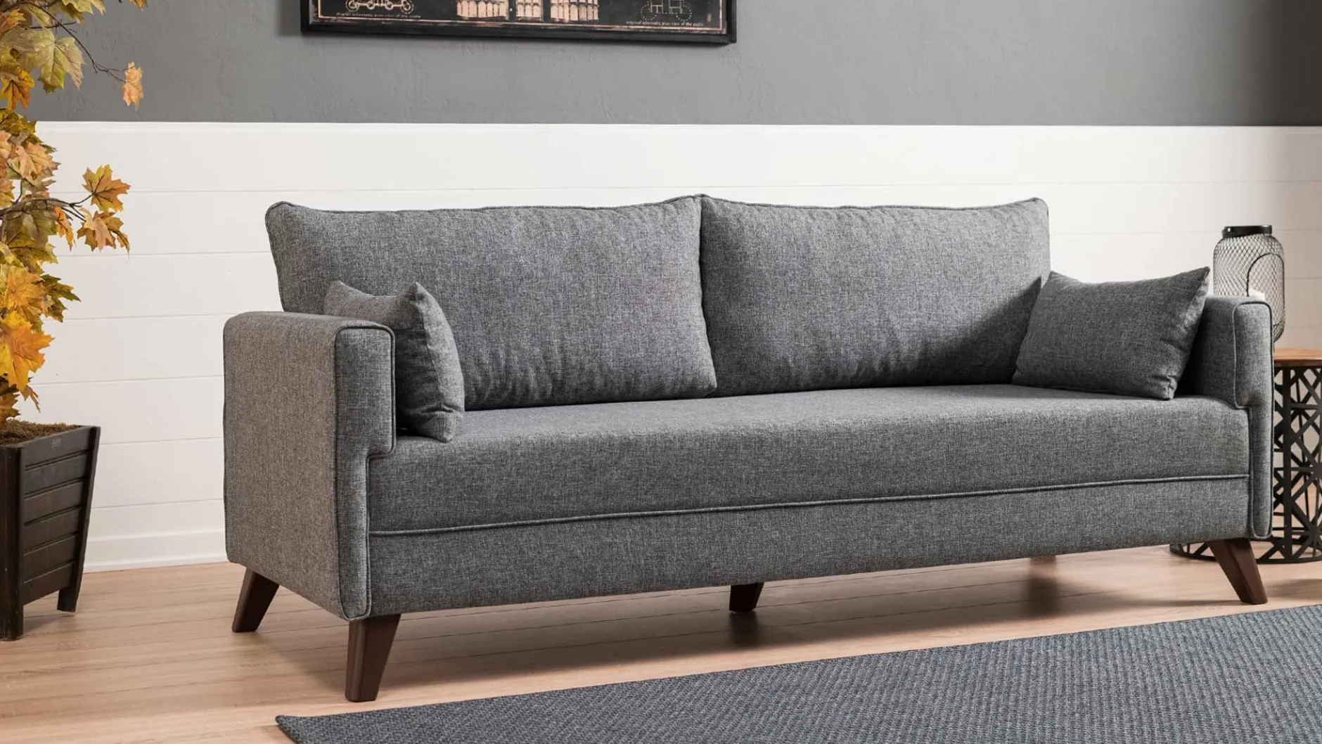 Bella 3-Sitzer-Schlafsofa | HOLZ-/MDF-RAHMEN | Grau