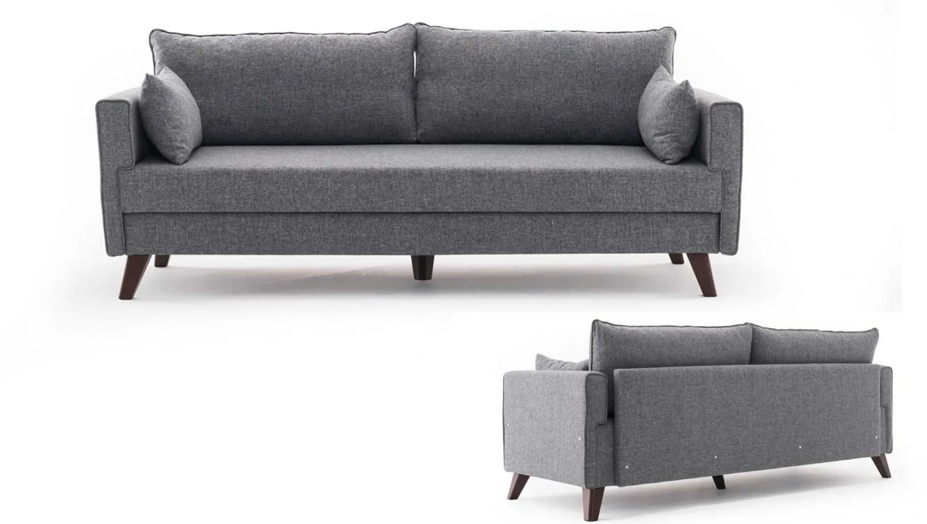Bella 3-Sitzer-Schlafsofa | HOLZ-/MDF-RAHMEN | Grau