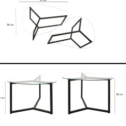 Bellisimo Couchtisch-Set | METALLRAHMEN | Mattschwarz