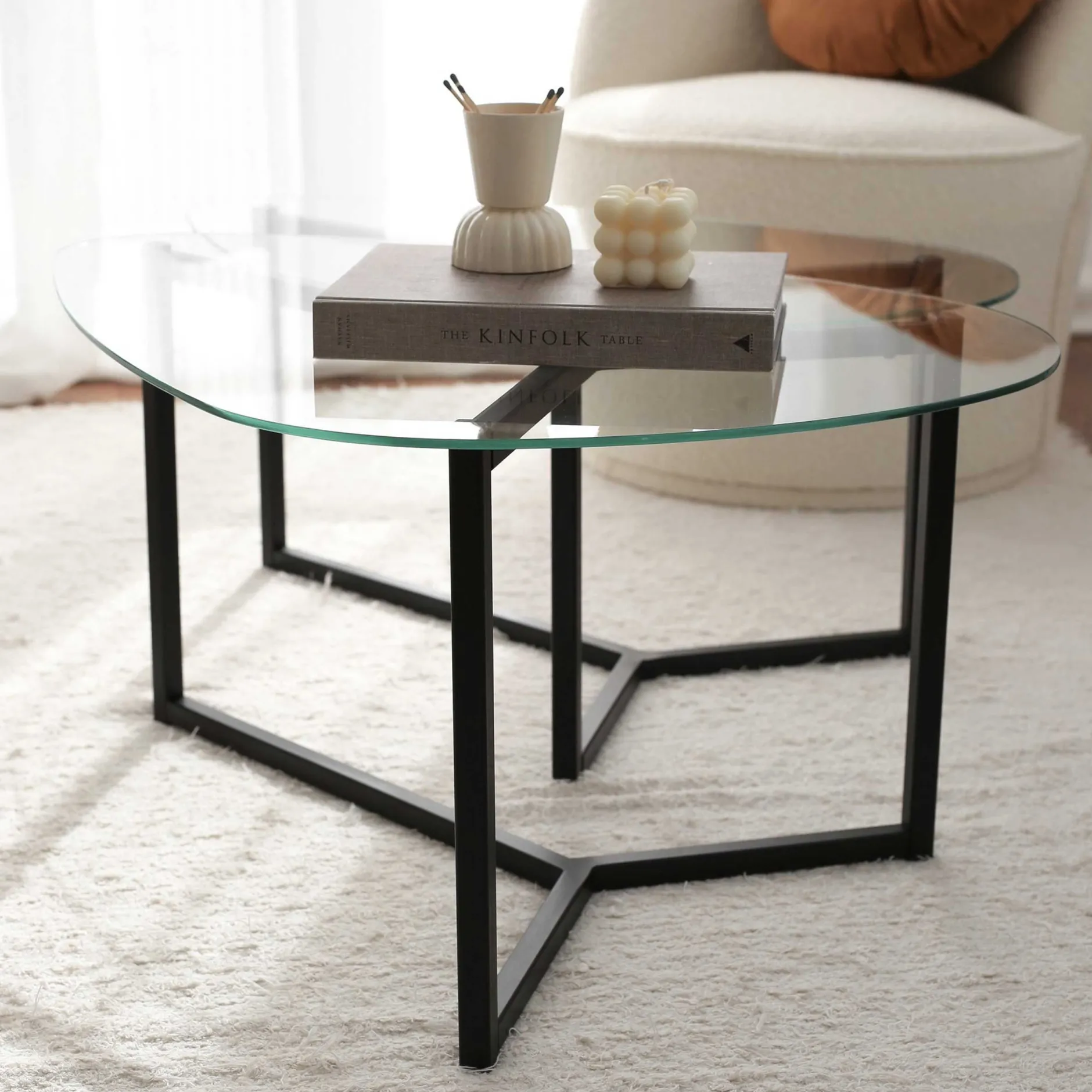 Bellisimo Couchtisch-Set | METALLRAHMEN | Mattschwarz