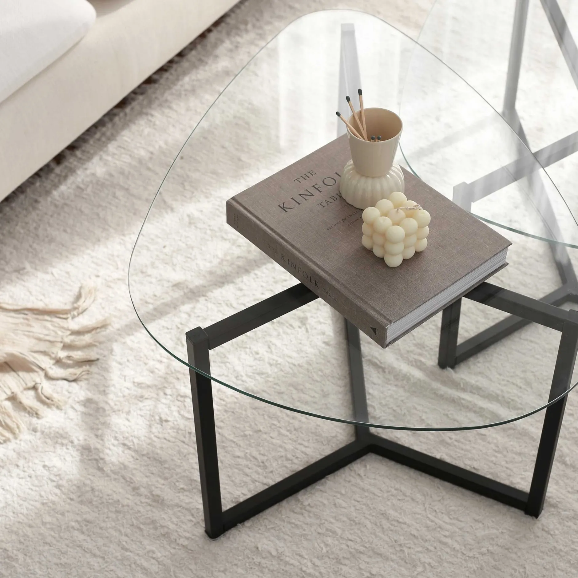 Bellisimo Couchtisch-Set | METALLRAHMEN | Mattschwarz