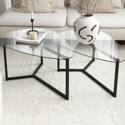 Bellisimo Couchtisch-Set | METALLRAHMEN | Mattschwarz