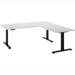 Ben Verstellbarer Eckschreibtisch 185x77x74-125cm - weiß/schwarz