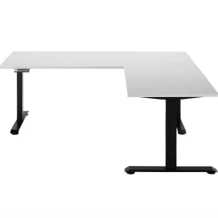 Ben Verstellbarer Eckschreibtisch 185x77x74-125cm - weiß/schwarz