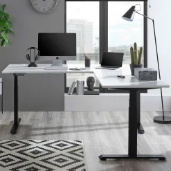 Ben Verstellbarer Eckschreibtisch 185x77x74-125cm - weiß/schwarz