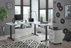 Ben Verstellbarer Eckschreibtisch 185x77x74-125cm - weiß/schwarz