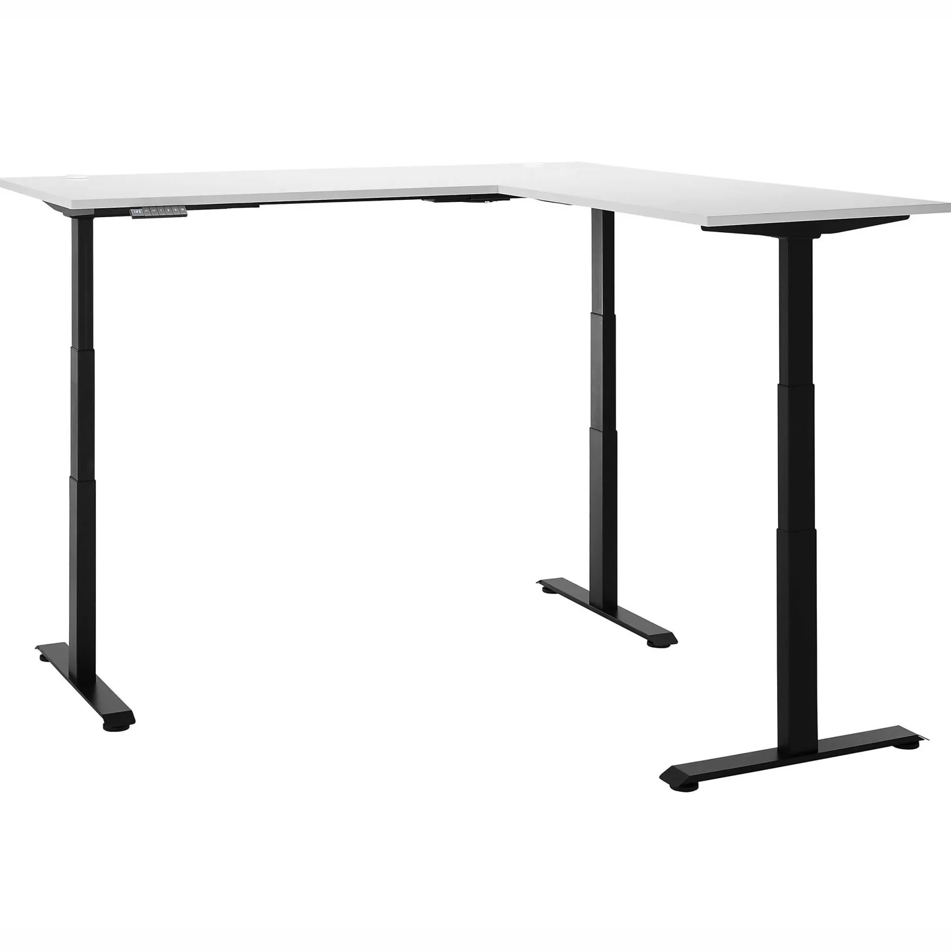 Ben Verstellbarer Eckschreibtisch 185x77x74-125cm - weiß/schwarz