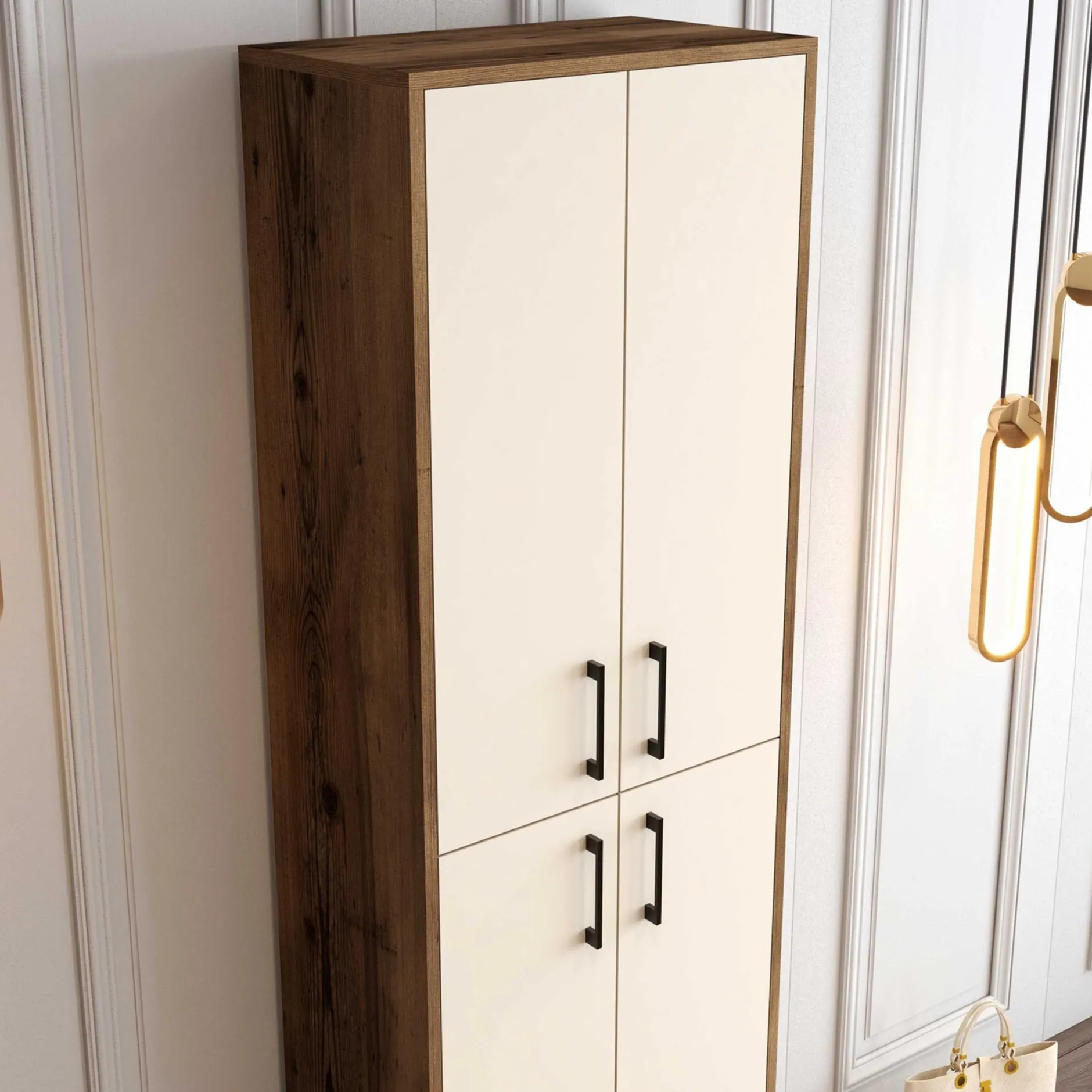 Berlin AS Schuhschrank | 100 % MELAMIN | Walnuss, Creme