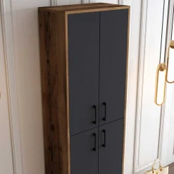 Berlin AS Schuhschrank | 100% MELAMIN | Walnuss, Anthrazit