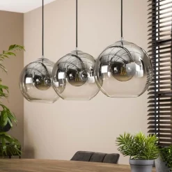 Bessy Hängeleuchte 3 Lampenschirme-Altsilber