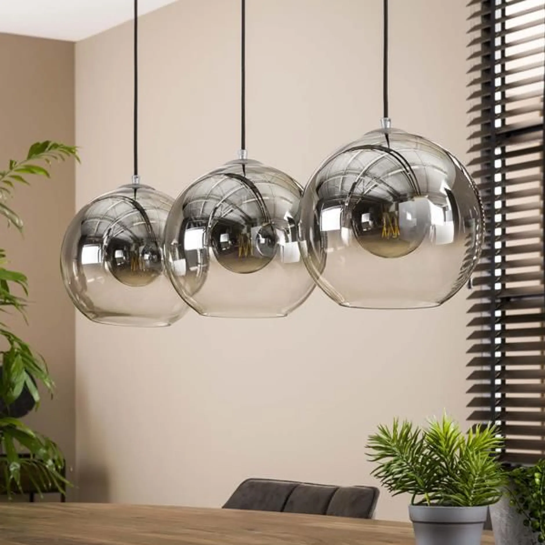 Bessy Hängeleuchte 3 Lampenschirme-Altsilber