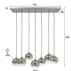Bessy Hängeleuchte 7 Lampenschirme-Altsilber