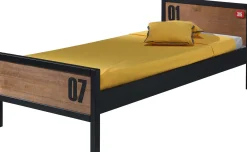 Bett Alex 90x200cm (inkl. Lattenrost) mit Bettkasten - braun/schwarz