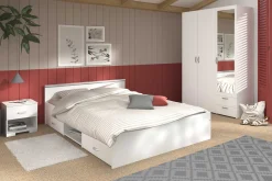 Bett Alma 140x190cm mit Schubladen - weiß