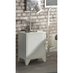 Bett Bronxx Metall 90x200 (inkl. Lattenrost) mit Nachttisch - mattweiß
