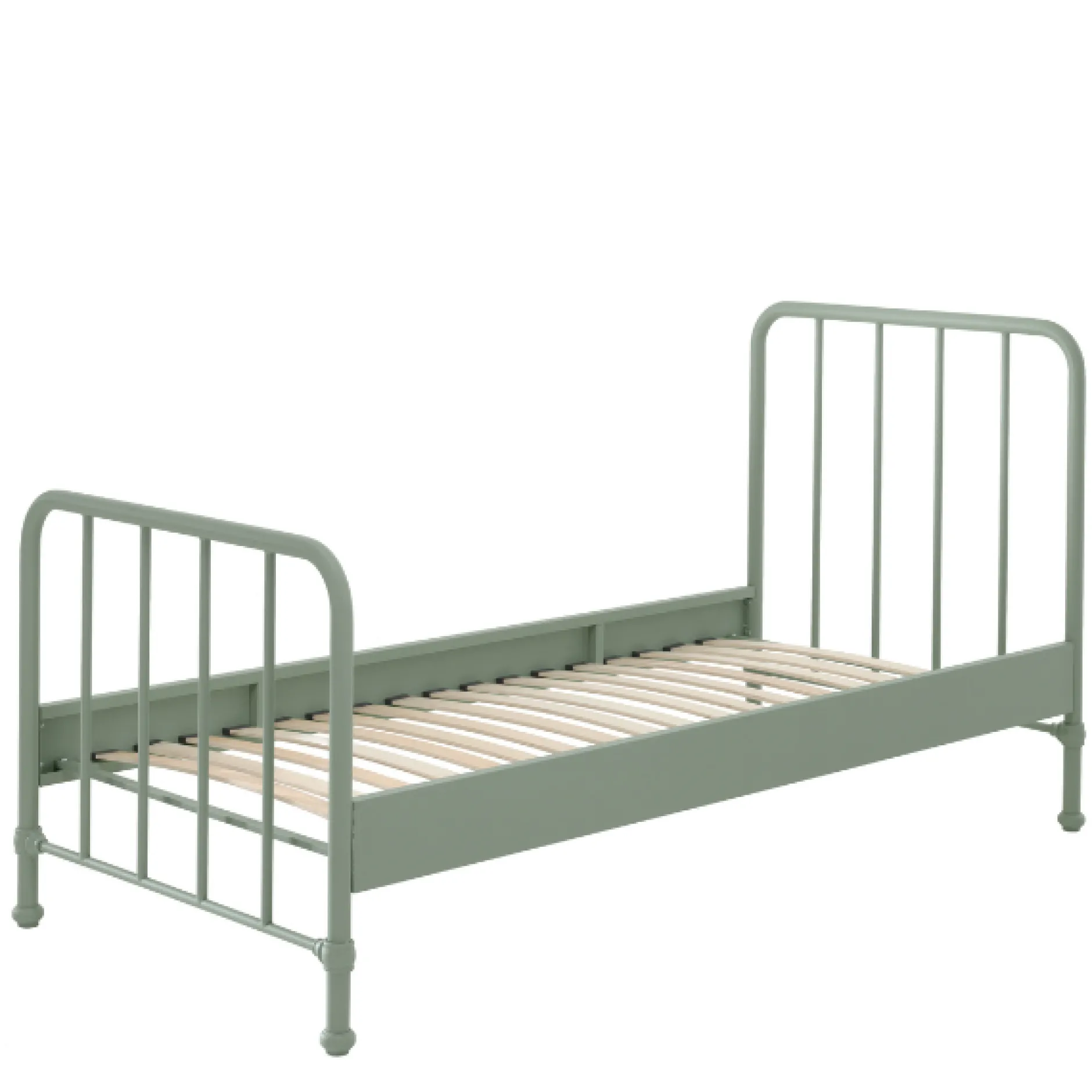 Bett Bronxx Metall 90x200 (inkl. Lattenrost) mit Nachttisch - matt olivgrün