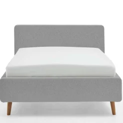 Bett Dalila 140x200cm teddy stoff mit aufbewahrung - grau